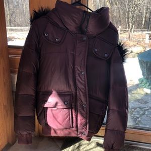 Abercrombie and Fitch Burgundy Puffer Jacket